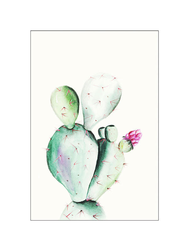 Komar Poster Prickly Pear Watercolor Pflanzen B/L: ca. 30x40 cm