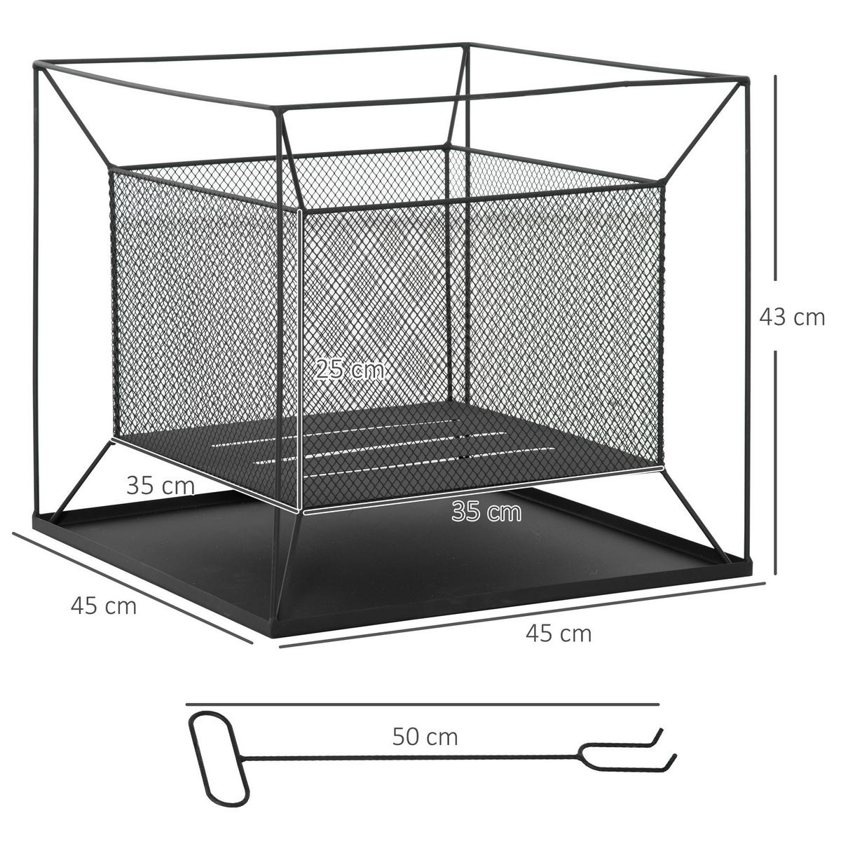 Outsunny Feuerschale schwarz Metall B/H/L: ca. 45x43x45 cm Feuerschale - schwarz (45,00/45,00/43,00cm) - Outsunny