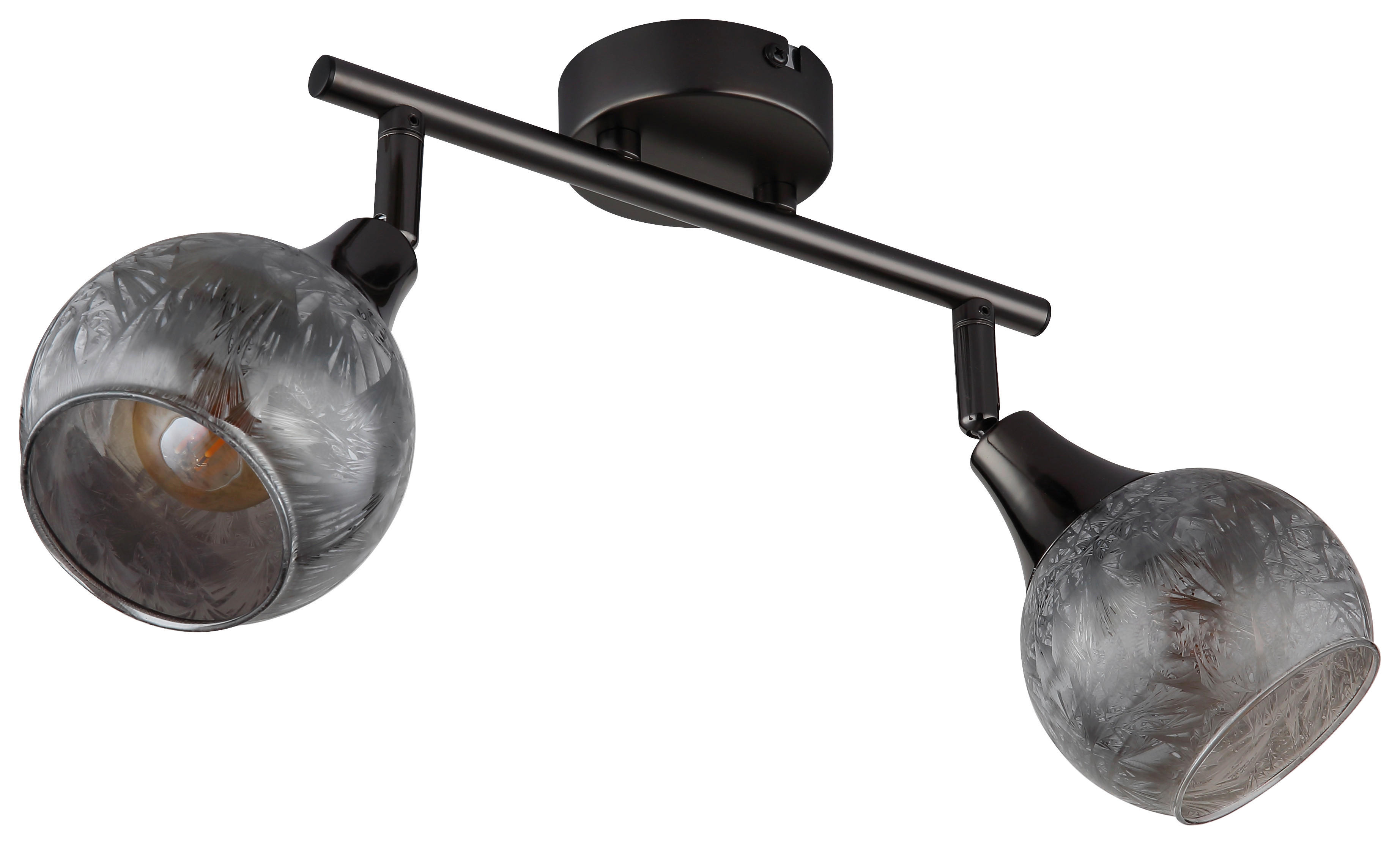 GLOBO Strahler schwarz Chrom Glas Metall B/H/L: ca. 11x26x16 cm E14 2 Brennstellen Strahler-Frosta - schwarz/Chrom (16,00/11,00/26,00cm) - GLOBO