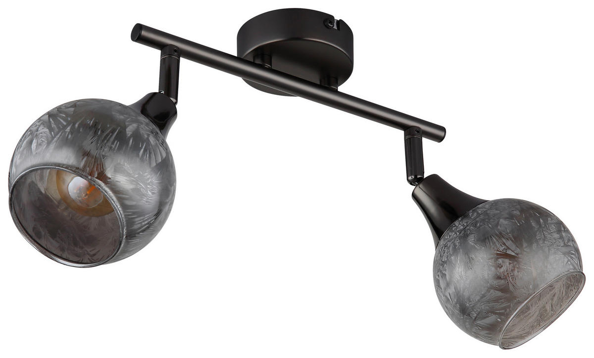 GLOBO Strahler schwarz Chrom Glas Metall B/H/L: ca. 11x26x16 cm E14 2 Brennstellen Strahler-Frosta - schwarz/Chrom (16,00/11,00/26,00cm) - GLOBO