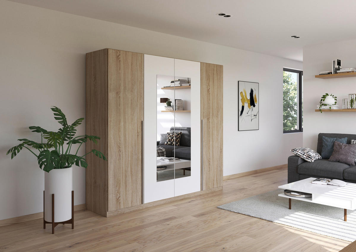 Kleiderschrank Nizza Eiche Sonoma Nachbildung Alpinweiß B/H/T: ca. 226x210x54 cm Nizza - Eiche/Alpinweiß (226,00/210,00/54,00cm)