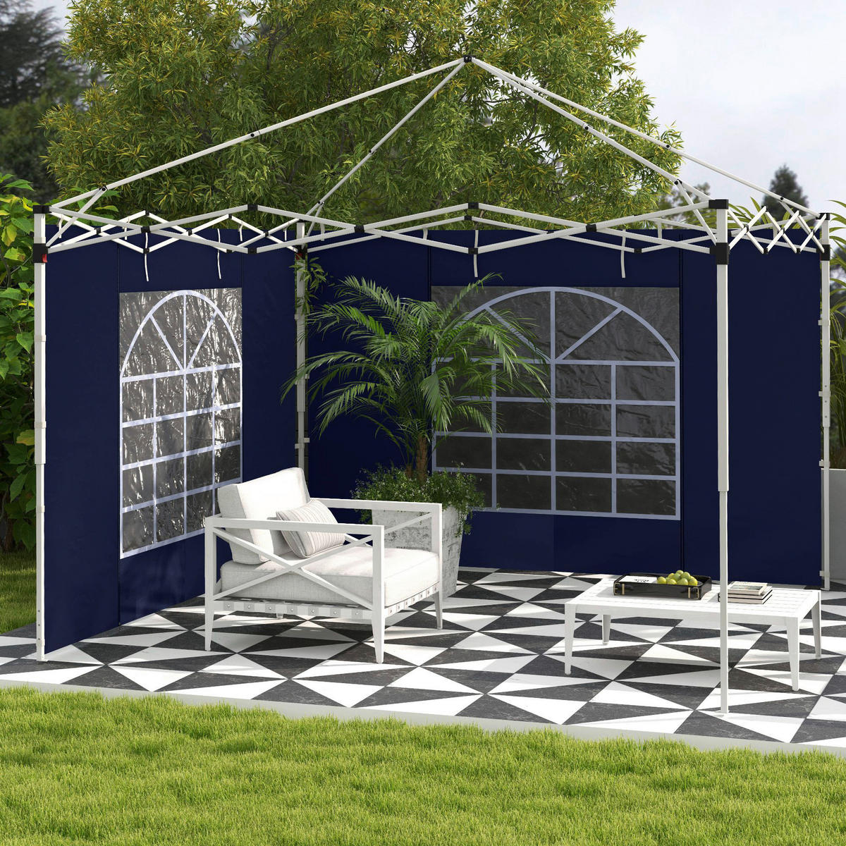 Outsunny Pavillon-Seitenwände blau Polyester H/L: ca. 195x295 cm Pavillon-Seitenwände - blau (295,00cm) - Outsunny