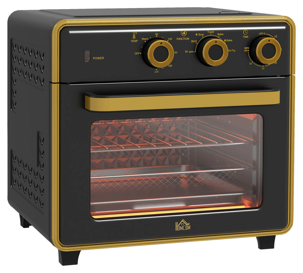 HOMCOM Küchengerät schwarz Edelstahl B/H/L: ca. 37,7x36x34,5 cm Minibackofen - schwarz (34,50/37,70/36,00cm) - HOMCOM