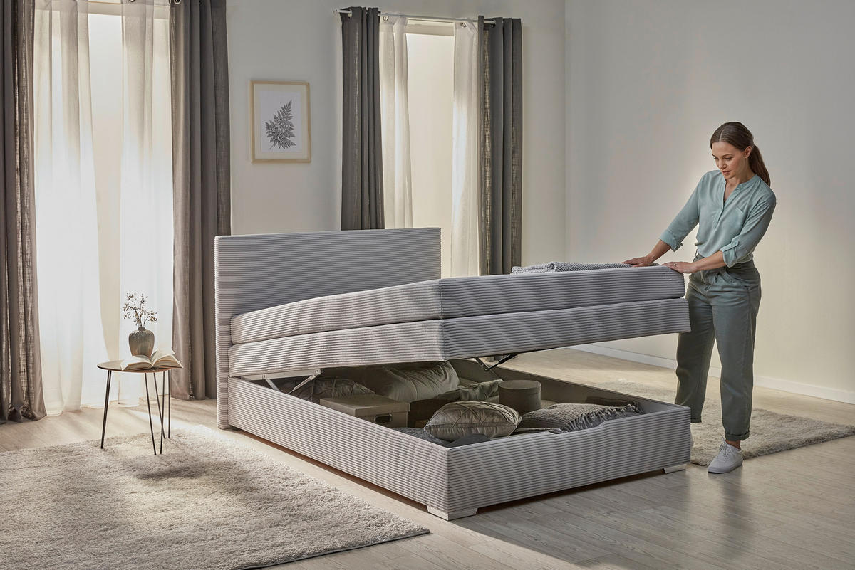 Boxspringbett Porto grau Liegefläche B/L: ca. 140x200 cm Porto - grau (147,00/105,00/211,00cm)