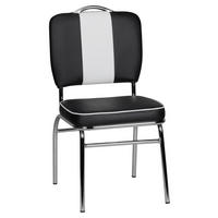 Stuhl schwarz weiß Chrom Kunstleder Metall Kunstleder Esszimmerstuhl - weiß/schwarz - Wohnling