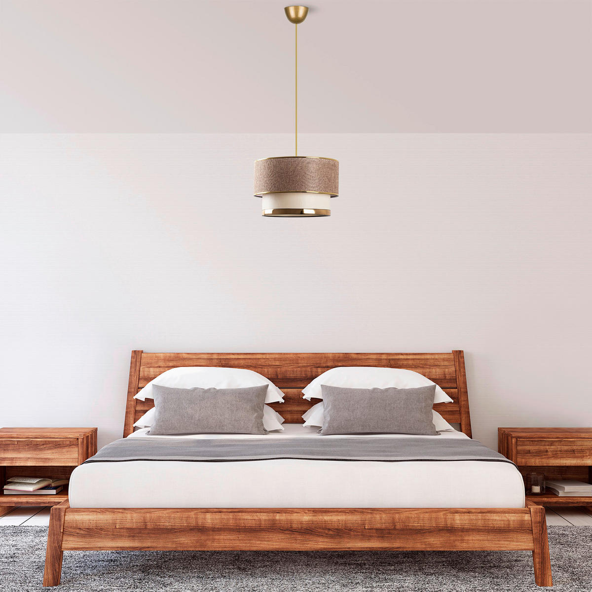 Opviq Pendelleuchte gold beige Metall Baumwolle B/H/L: ca. 30x65x30 cm E27 3 Brennstellen Cake - beige/gold (30,00/30,00/65,00cm) - Opviq