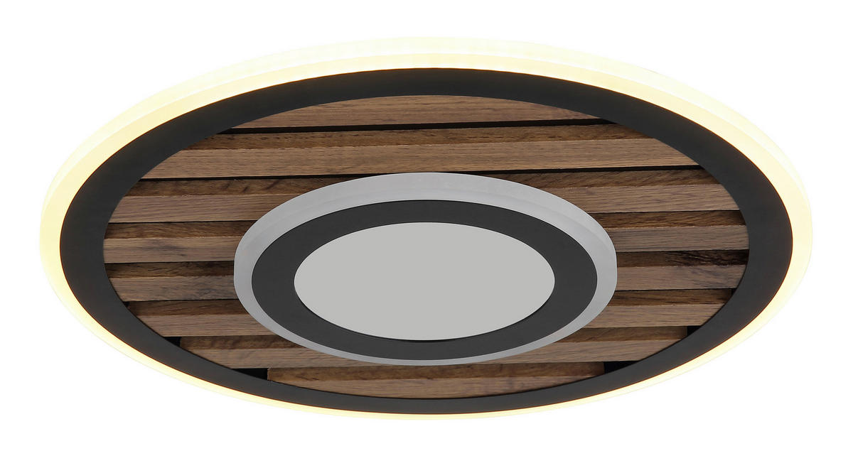GLOBO Deckenleuchte Opal mattschwarz Metall MDF H/D: ca. 6x40 cm 1 Brennstellen Woody - Opal/mattschwarz (40,00/6,00cm) - GLOBO