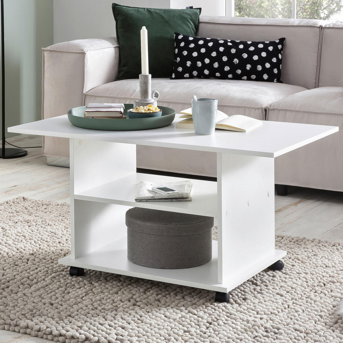 Couchtisch weiß B/H/T: ca. 95x51x54 cm Couchtisch - weiß (95,00/51,00/54,00cm) - Wohnling