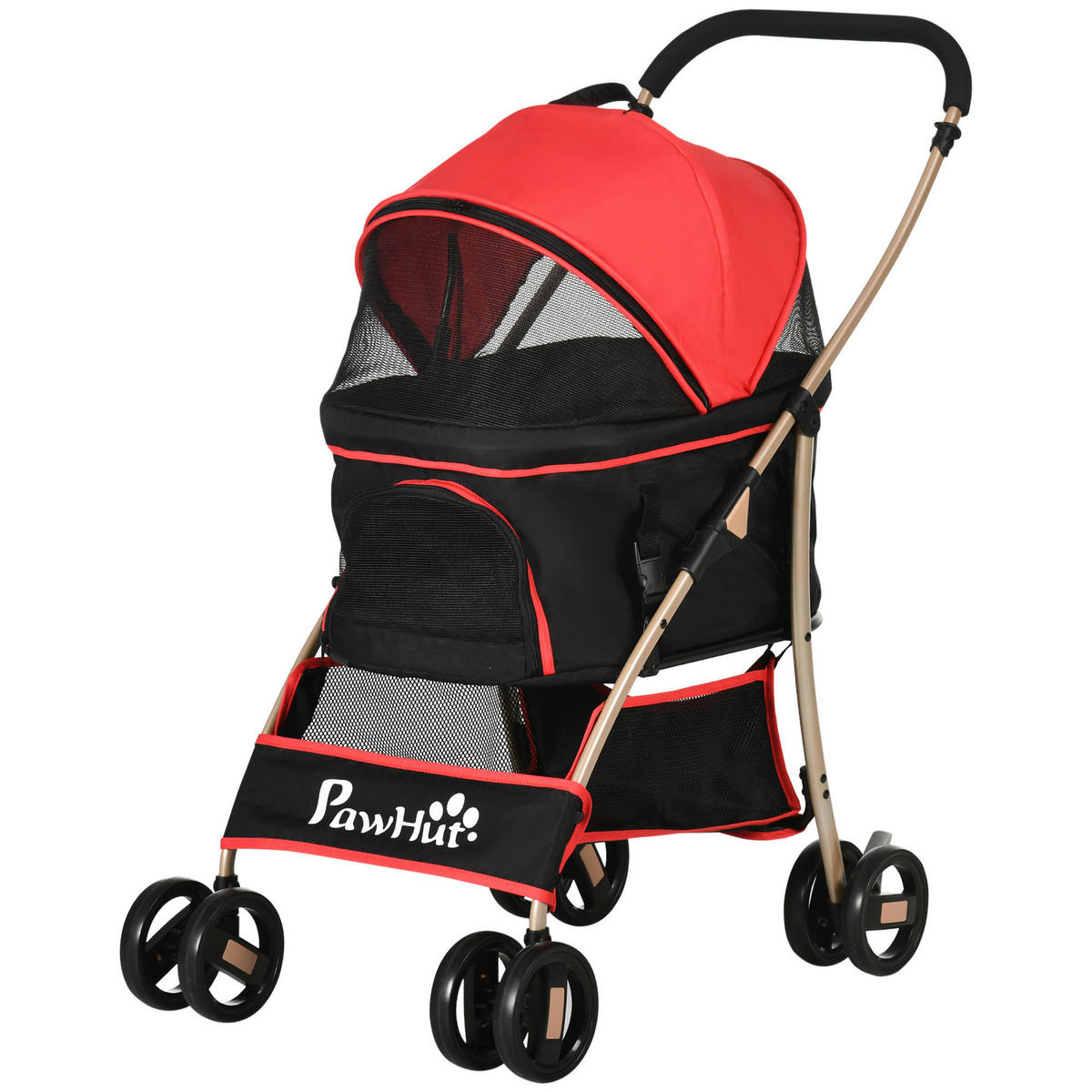 PawHut Hunde-Zubehör rot Edelstahl B/H/L: ca. 49,5x82x98 cm Hundetrolley - rot (98,00/49,50/82,00cm) - PawHut