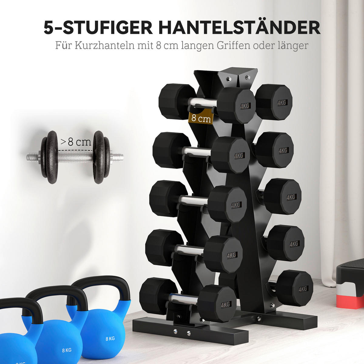 SPORTNOW Hantelständer schwarz Stahl B/H/L: ca. 33x66x35 cm Hantelständer - schwarz (35,00/33,00/66,00cm) - SPORTNOW