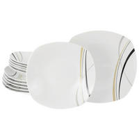 CreaTable Tafelservice Square City Line weiß Porzellan 12 tlg. Square City Line - sand/weiß - CreaTable
