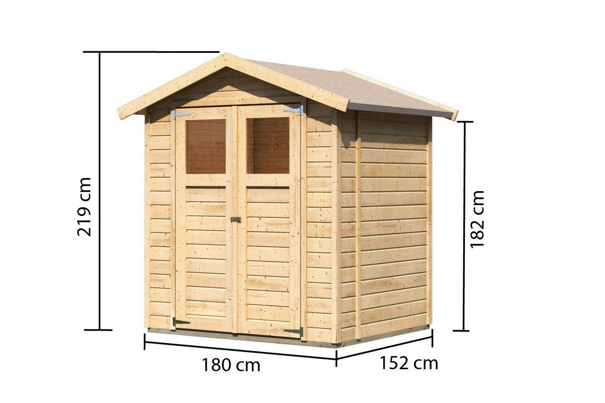 Karibu Gartenhaus Tito 2 natur B/H/T: ca. 180x222x152 cm Tito 2 - natur (180,00/222,00/152,00cm) - Karibu