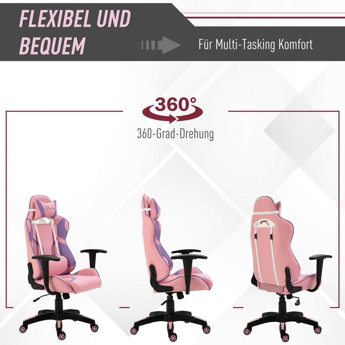 Gaming-Sessel 921-201 rosa 921-201 - rosa (69,00/125,50/56,00cm) - Vinsetto