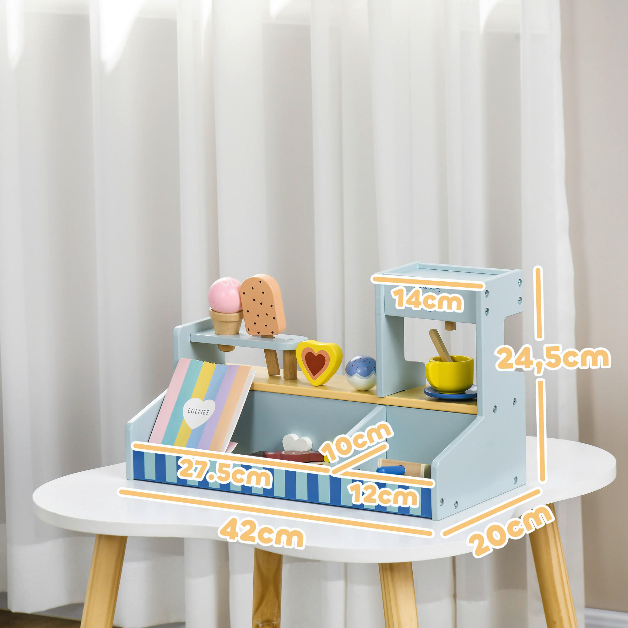 AIYAPLAY Spiel-Eisdiele B/H/L: ca. 20x24,5x42 cm Spiel-Eisdiele - hellblau (42,00/20,00/24,50cm) - AIYAPLAY