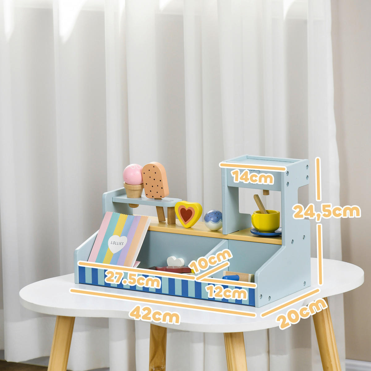 AIYAPLAY Spiel-Eisdiele B/H/L: ca. 20x24,5x42 cm Spiel-Eisdiele - hellblau (42,00/20,00/24,50cm) - AIYAPLAY