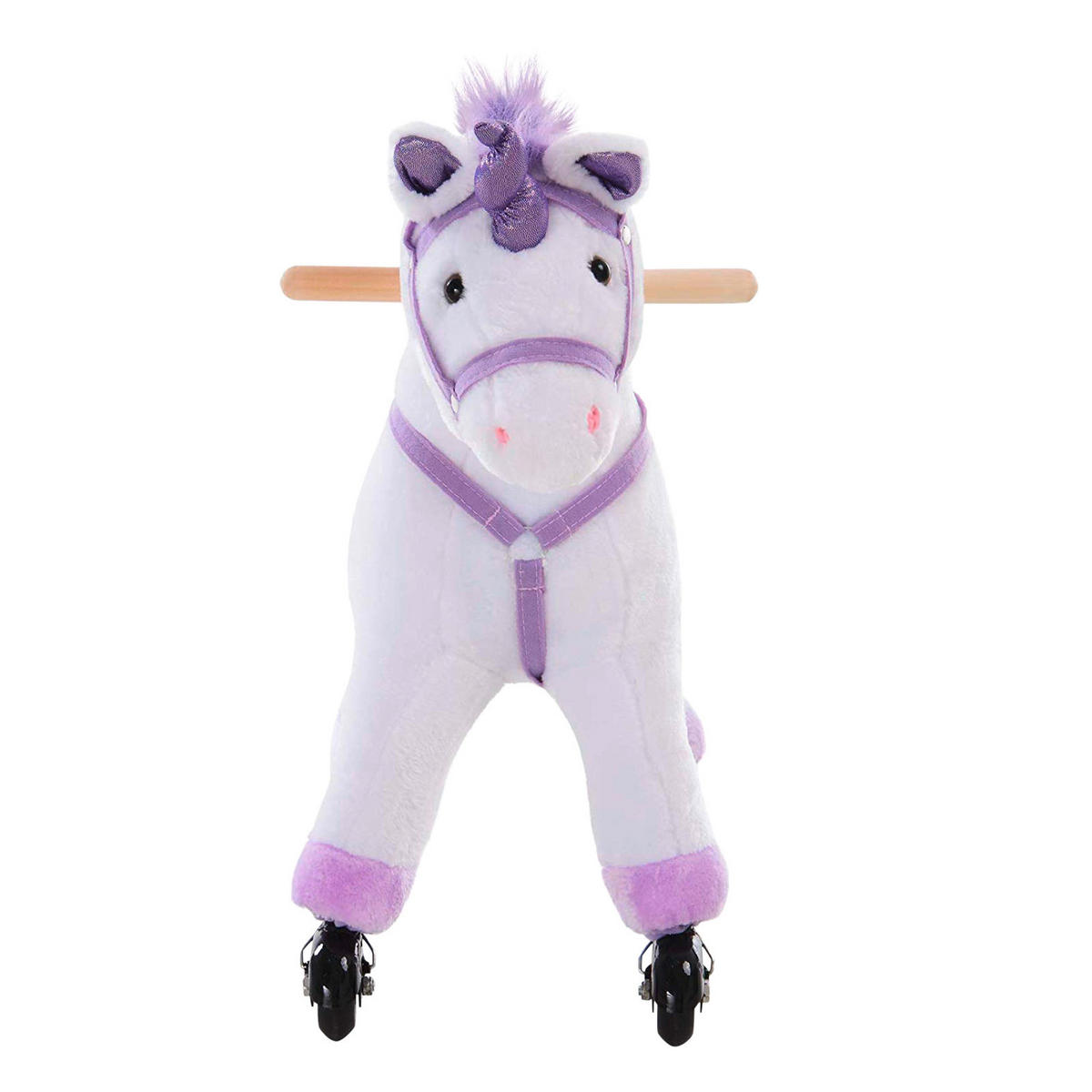 HOMCOM Kinder Schaukelwippe B/H/L: ca. 23x60x55 cm Plüsch-Einhorn_auf_Rollen - lila/weiß (55,00/23,00/60,00cm) - HOMCOM