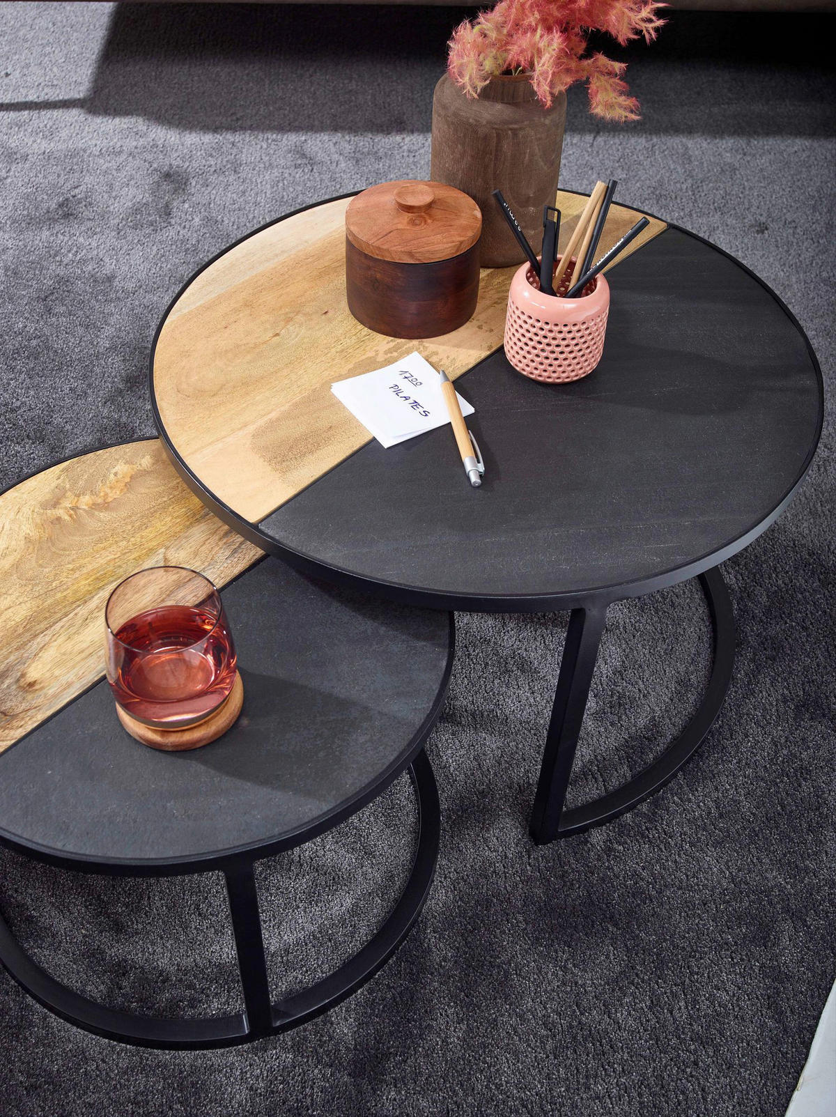 Couchtisch 2er-Set. schwarz B/H/T: ca. 60x36x60 cm 2er-Set. - schwarz (60,00/36,00/60,00cm) - Wohnling