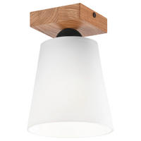 Lamkur Deckenleuchte LULA 47577 weiß Eiche Holz Textil H/L: ca. 21x15 cm E27 1 Brennstellen Lula - Eiche/weiß (15,00cm) - Lamkur