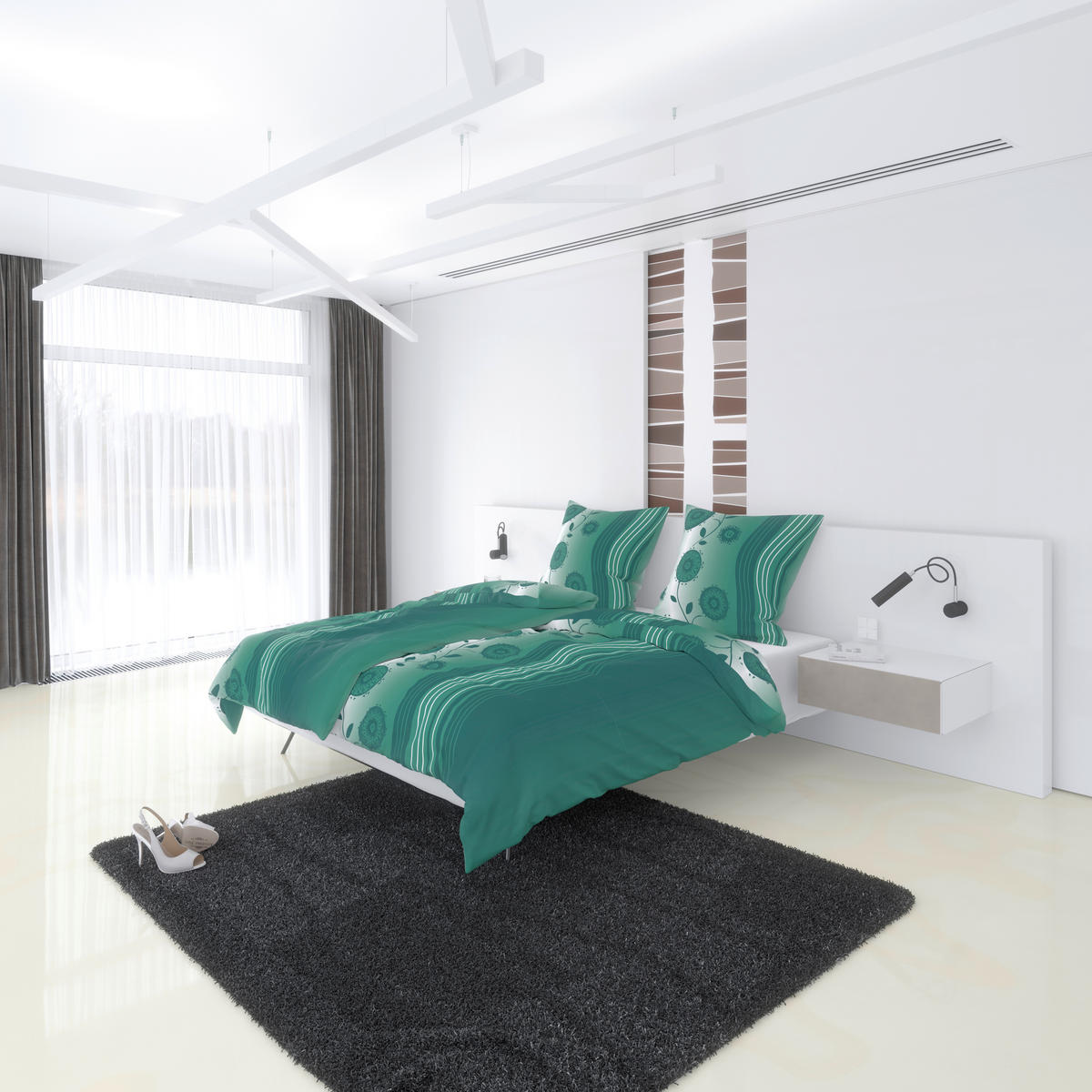 Microfaser Bettwäsche Fleece Bettwäsche_Fleece Blumen - grün (135,00/200,00cm)