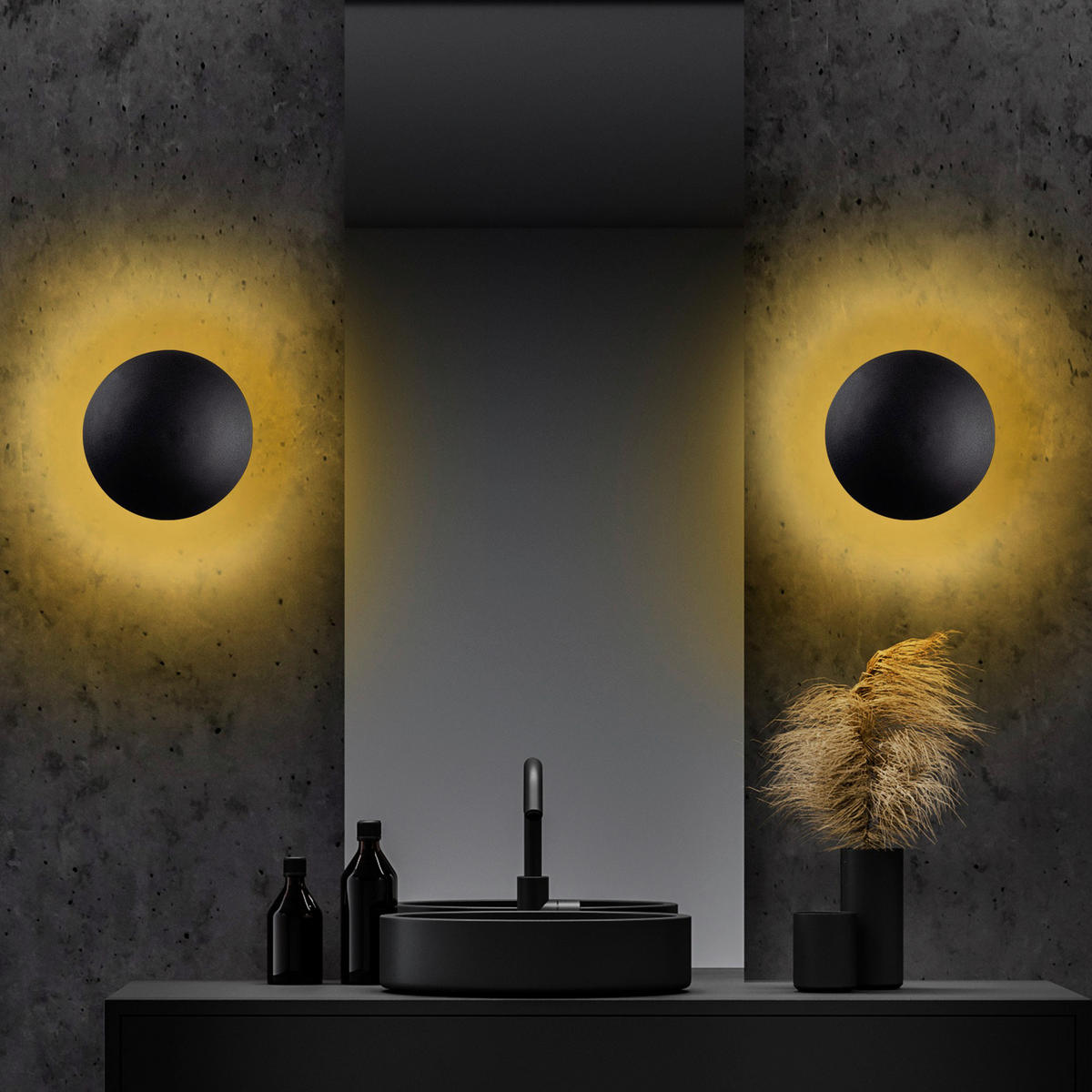 Opviq Wandleuchte schwarz Kupfer Metall B/H/T/L: ca. 16x25x16x25 cm Yosma - schwarz/Kupfer (25,00/16,00/25,00cm) - Opviq