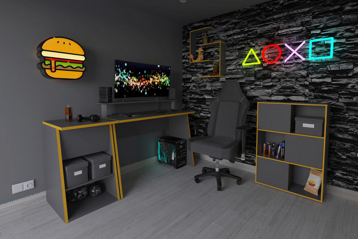 Gaming-Schreibtisch  anthrazit orange B/H/T: ca. 117x93x50 cm Zocker_Pro_Gaming-Schreibtisch - orange/anthrazit (117,00/93,00/50,00cm)