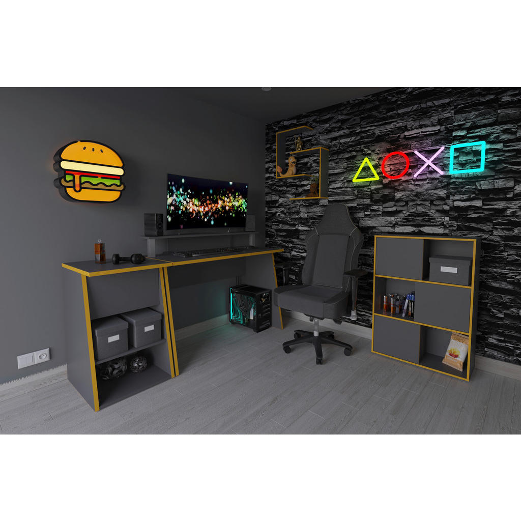 Thumbnail - Gaming-Schreibtisch anthrazit orange B/H/T: ca. 117x93x50 cm