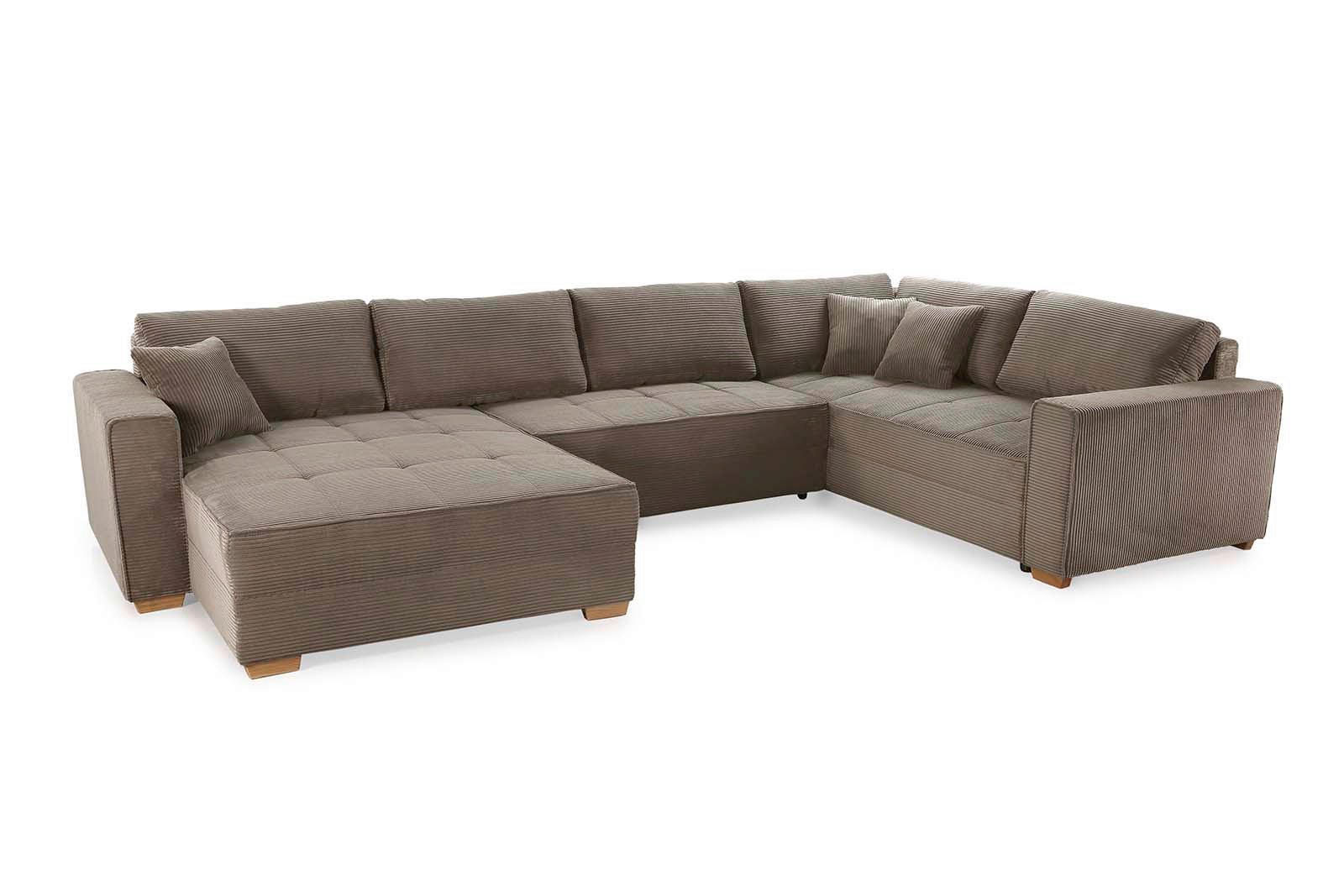 Wohnlandschaft taupe Microfaser B/H/T: ca. 379x86x227 cm Brixen_Wohnlandschaft - taupe (379,00/86,00/227,00cm)