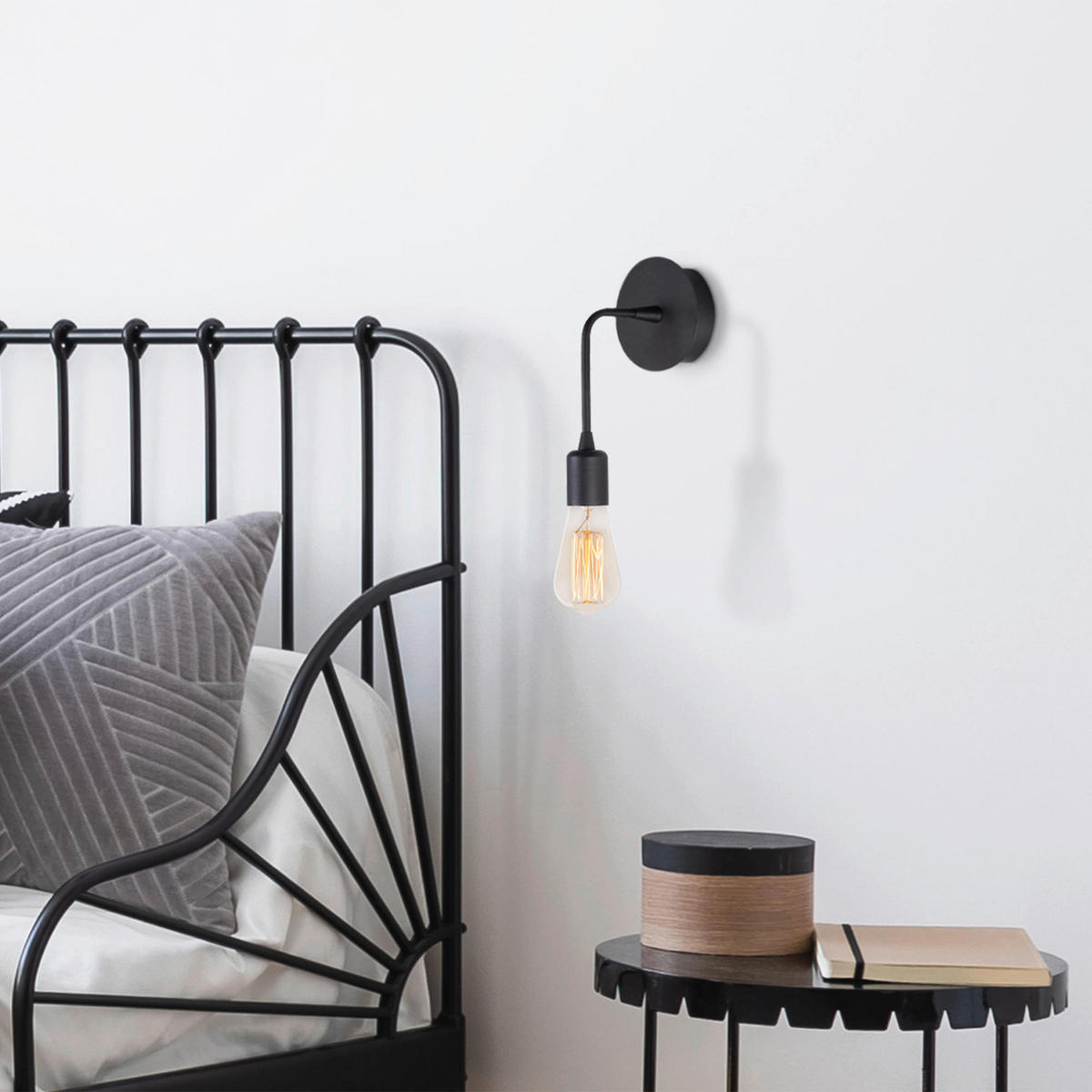 Opviq Wandleuchte schwarz Eisen B/H/L: ca. 12x27x6 cm E27 1 Brennstellen Dartini - schwarz (6,00/12,00/27,00cm) - Opviq