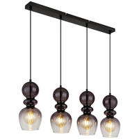 GLOBO Pendelleuchte CLARITY 15174-4H schwarz Rauch Metall B/H/L: ca. 15x150x82 cm E27 4 Brennstellen CLARITY - schwarz/Rauch (82,00/15,00/150,00cm) - GLOBO