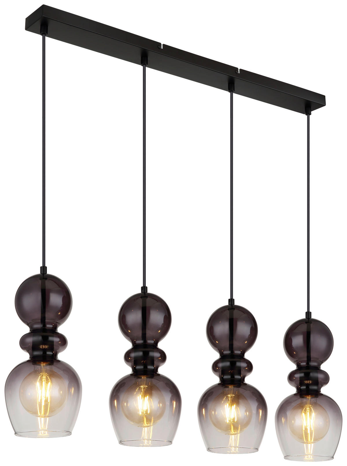 GLOBO Pendelleuchte CLARITY 15174-4H schwarz Rauch Metall B/H/L: ca. 15x150x82 cm E27 4 Brennstellen CLARITY - schwarz/Rauch (82,00/15,00/150,00cm) - GLOBO