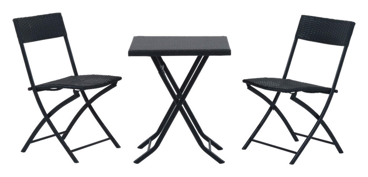 Outsunny Bistroset schwarz Metall Bistroset 3tlg. - schwarz - Outsunny