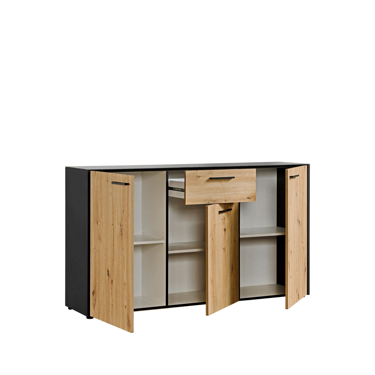 Kommode Panama B/H/T: ca. 145x83x34 cm Panama - Eiche/anthrazit (145,00/83,00/34,00cm)