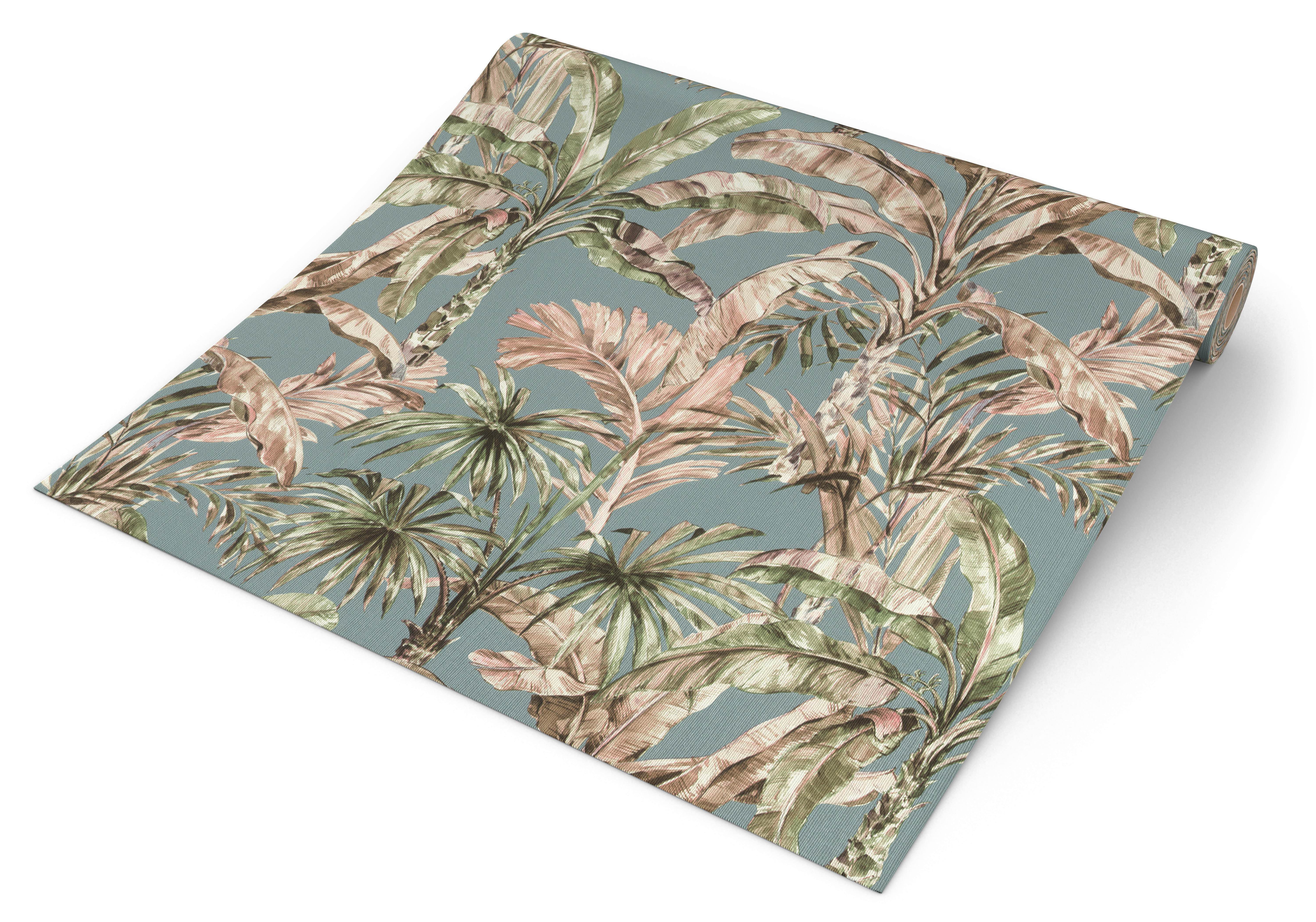 Vliestapete Palmenblätter blau grün beige B/L: ca. 53x1005 cm Vliestapete_485257 VW5 unten - blau/beige (53,00/1005,00cm)