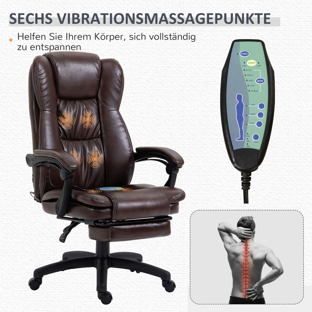 Drehstuhl 921-539V90BN braun 921-539V90BN - braun (68,50/113,00/68,50cm) - Vinsetto