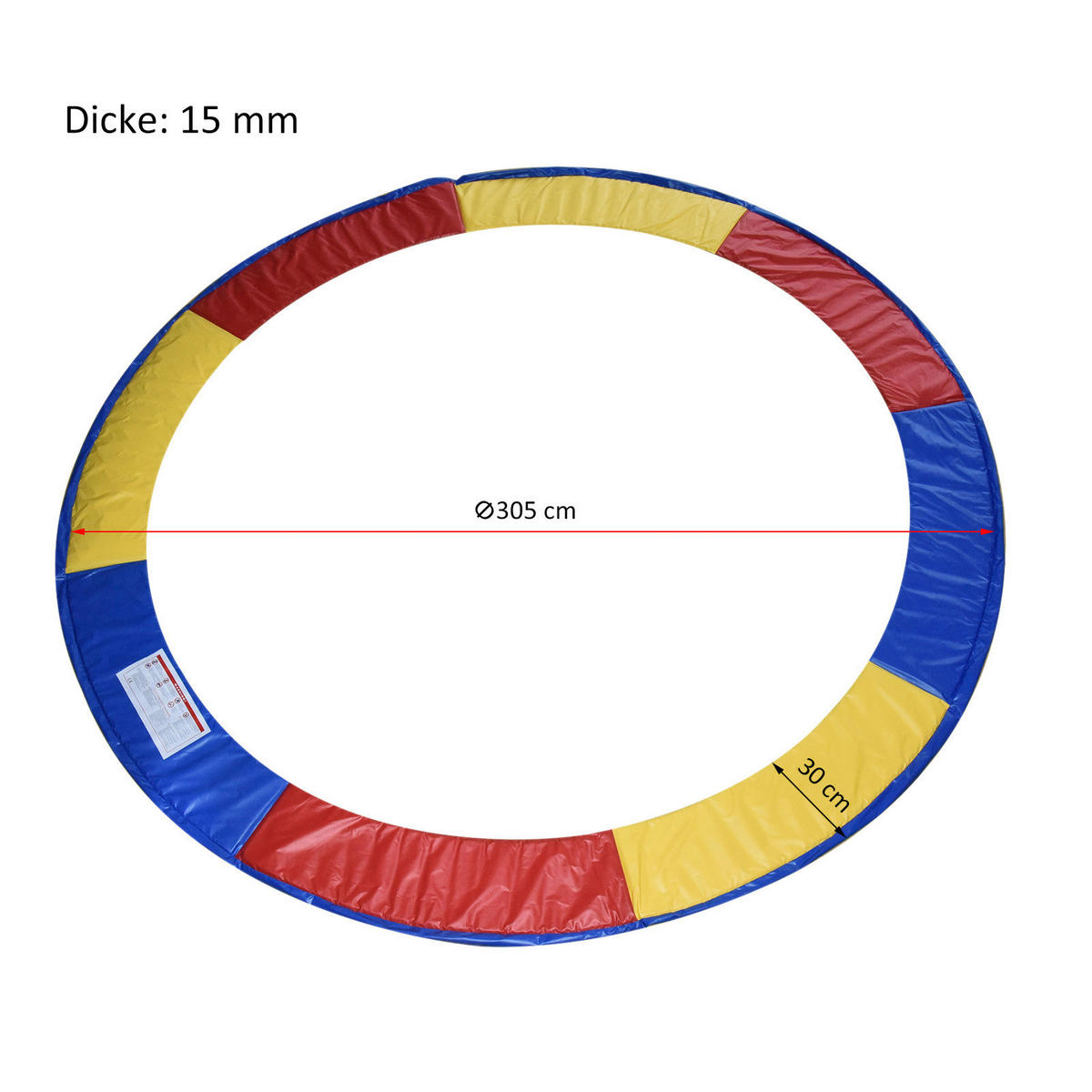HOMCOM Randabdeckung für Trampoline für Trampoline gelb H/D: ca. 1,5x305 cm für Trampoline - blau/gelb (305,00/1,50cm) - HOMCOM