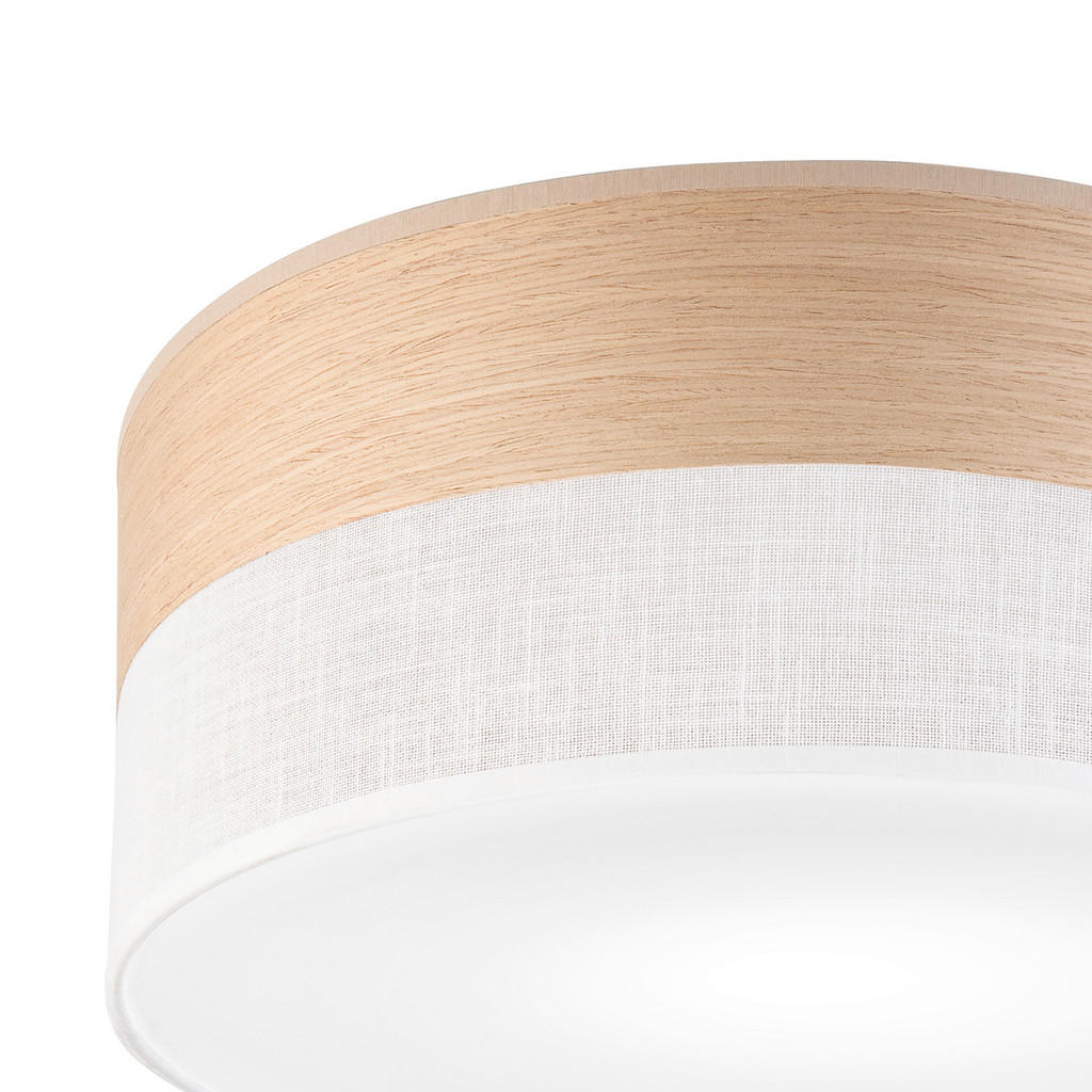 Thumbnail - Lamkur Deckenleuchte weiß Eiche PVC Holz B/H/L: ca. 35x15x35 cm E27 1 Brennstellen