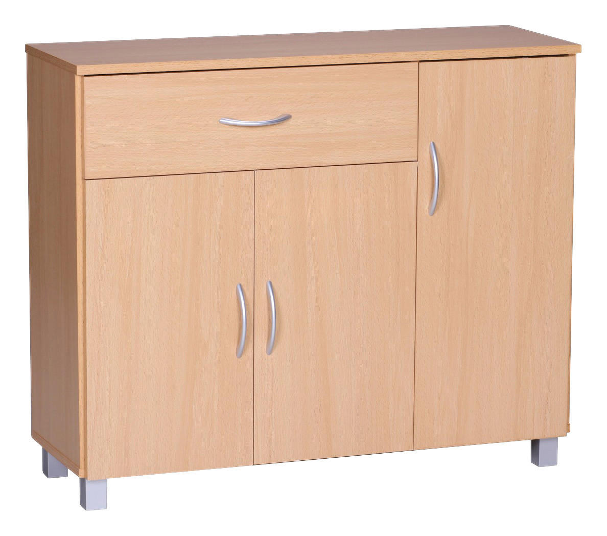 Sideboard buche Nachbildung silber B/H/T: ca. 90x75x30 cm Sideboard - buche/silber (90,00/75,00/30,00cm) - Wohnling