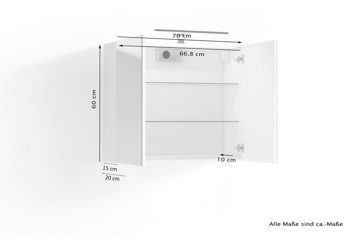 Spiegelschrank SPREE weiß B/H/T: ca. 70x60x20 cm SPREE - weiß (70,00/60,00/20,00cm) - byLIVING