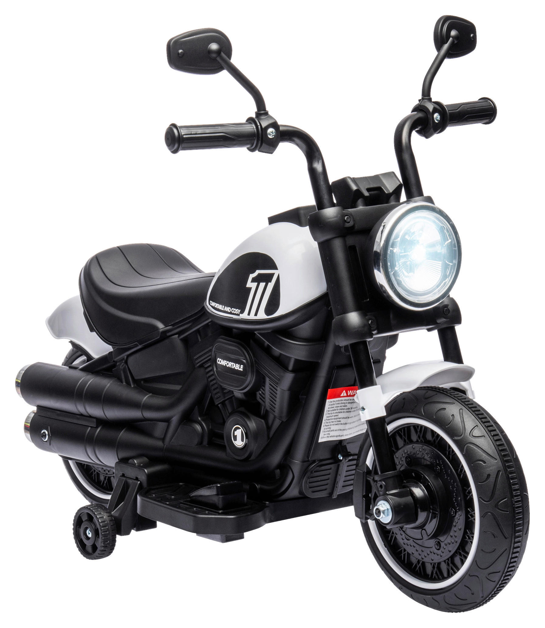 HOMCOM Kinder-Elektromotorrad schwarz B/H/L: ca. 42x57x76 cm Kinder-Elektromotorrad - weiß/schwarz (76,00/42,00/57,00cm) - HOMCOM