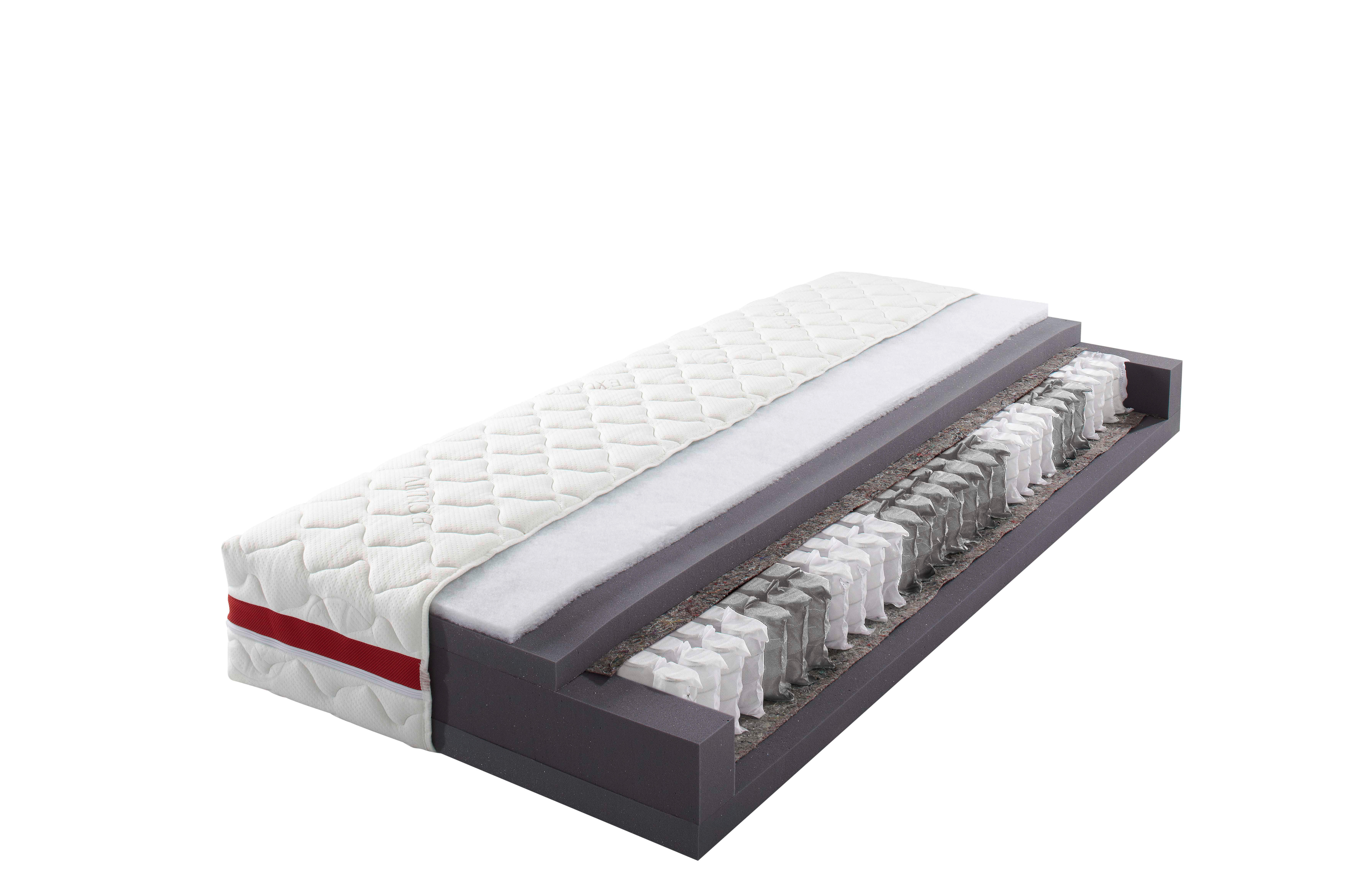 Tonnentaschenfederkernmatratze Titan weiß Liegefläche B/L: ca. 100x200 cm Titan - weiß/rot (100,00/200,00cm)