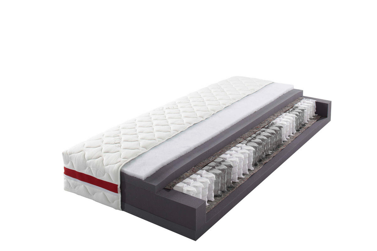 Tonnentaschenfederkernmatratze Titan weiß Liegefläche B/L: ca. 100x200 cm Titan - weiß/rot (100,00/200,00cm)