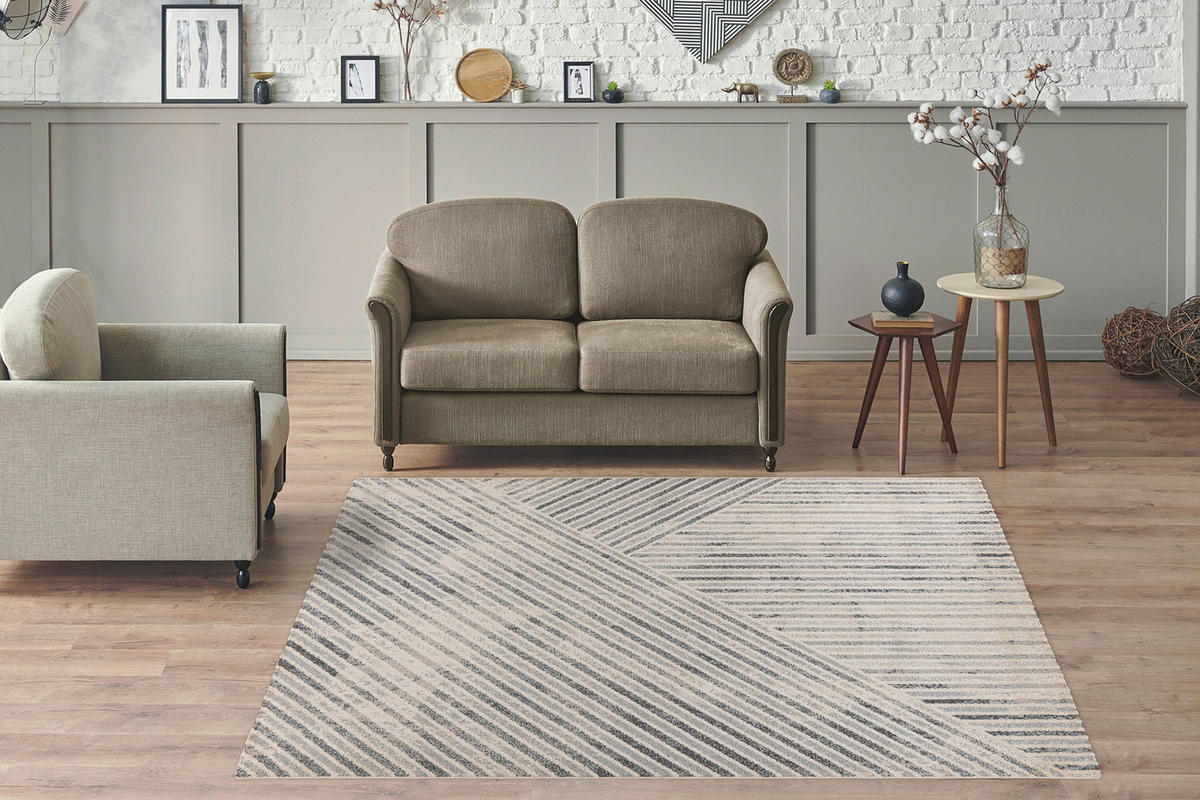 360Living Teppich Rhombus beige B/L: ca. 120x170 cm Rhombus - beige/grau (120,00/170,00cm) - 360Living