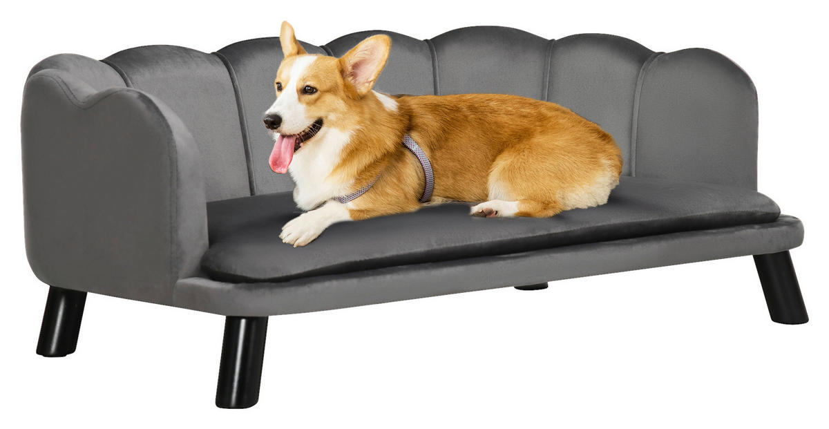 PawHut Hundesofa grau Schaumstoff B/H/L: ca. 60,5x35,5x98,5 cm Hundesofa - grau (98,50/60,50/35,50cm) - PawHut