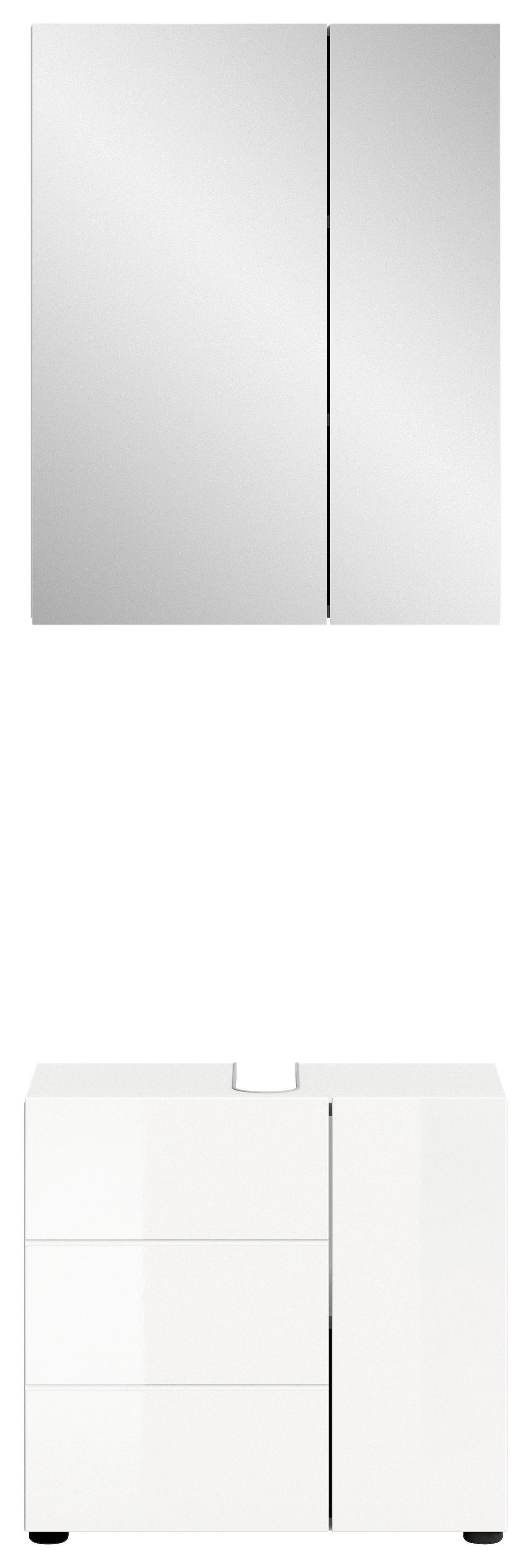 Badezimmer-Set VIRA weiß weiß Hochglanz B/H/T: ca. 60x190x34 cm VIRA - weiß (60,00/190,00/34,00cm) - xonox.home
