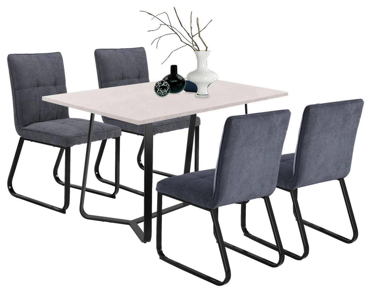 Tisch TALEA Beton Optik schwarz pulverbeschichtet B/H/T: ca. 140x76x90 cm TALEA - Beton/schwarz (140,00/76,00/90,00cm) - byLIVING