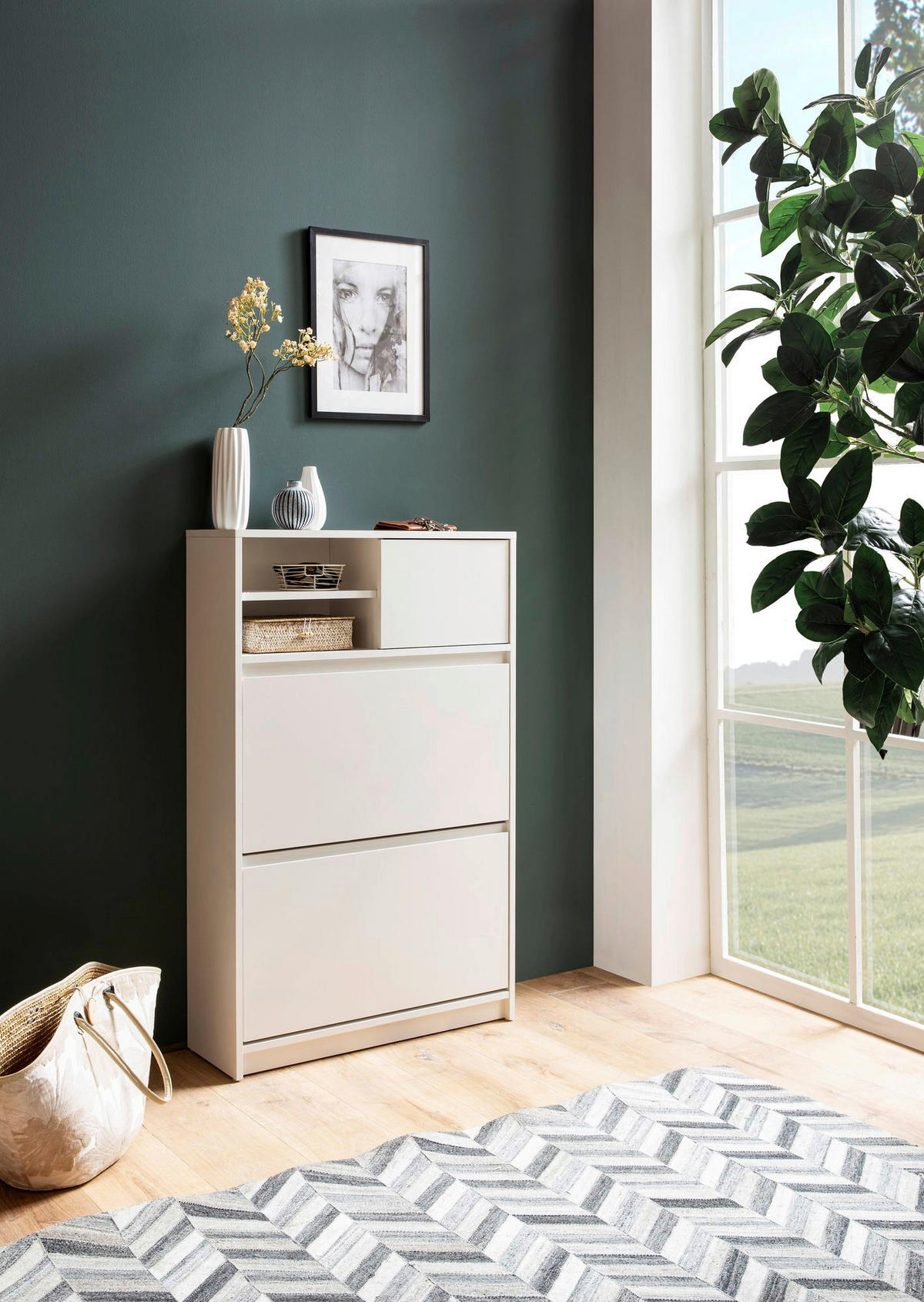 Schuhschrank weiß B/H/T: ca. 71x110x24 cm Schuhschrank - weiß (71,00/110,00/24,00cm) - Wohnling