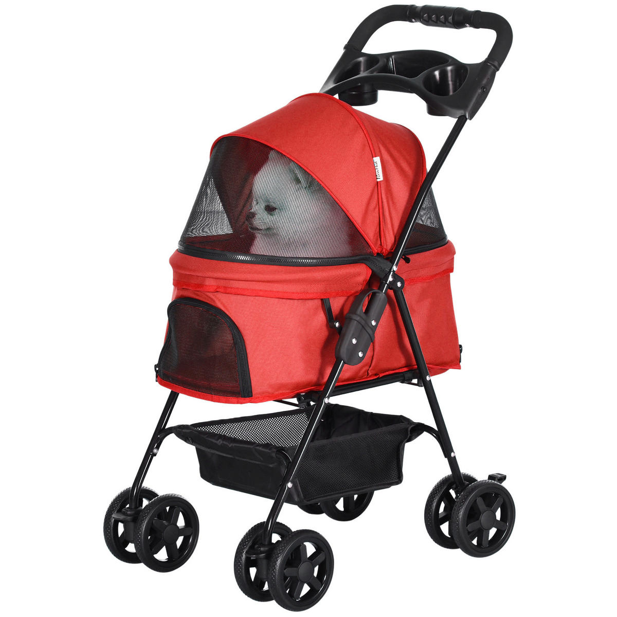 PawHut Hunde-Zubehör rot Polypropylen B/H/L: ca. 45x67x96 cm Hundewagen - rot (96,00/45,00/67,00cm) - PawHut