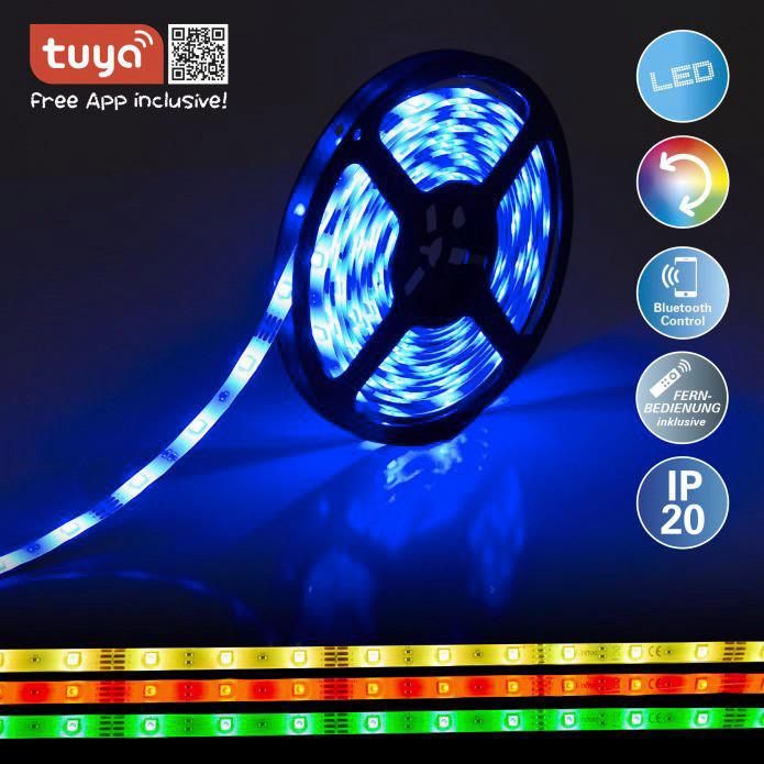 Näve Leuchten Smartes LED-Lichtband bunt Metall Kunststoff B/H/L: ca. 1x0,3x500 cm Tuya LED-RGB Stripe mit Bluetooth - bunt (500,00/1,00/0,30cm) - Näve Leuchten