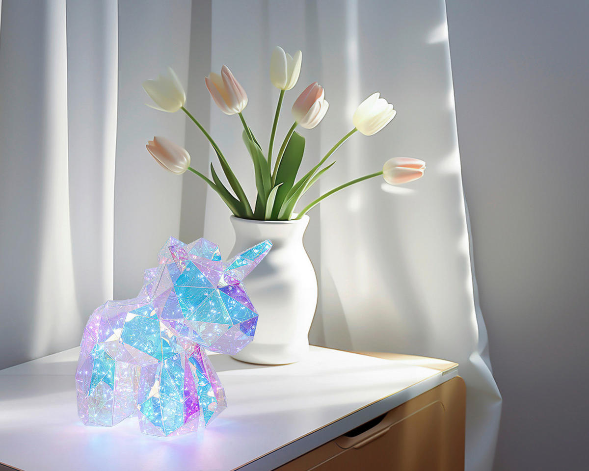 LED-Dekoleuchte transparent Kunststoff B/H/L: ca. 23x36x38 cm Einhorn - transparent (38,00/23,00/36,00cm)