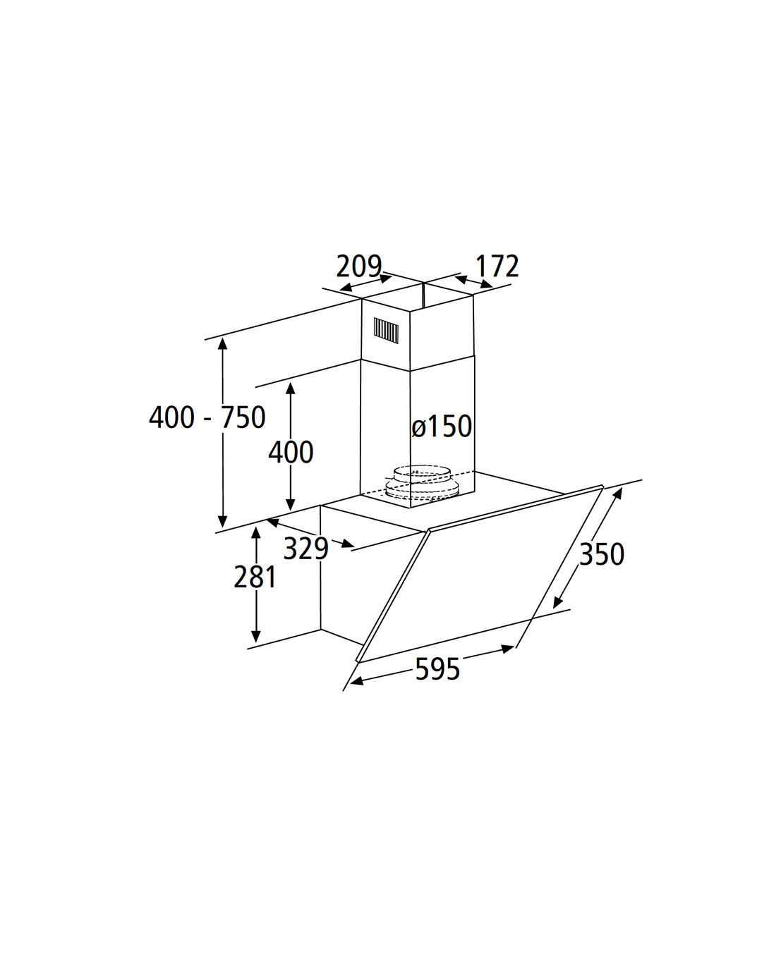 PKM-Möbel Dunstabzugshaube S23-60 ABPY B/H/T: ca. 103,1x68,1x59,5 cm S23-60 ABPY - (103,10/68,10/59,50cm) - PKM-Möbel